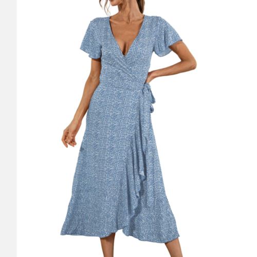 Floral Maxi Dress With Cap Sleeves